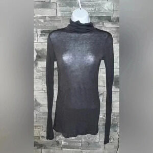 Modern chic sophisticated glam goth core sheer medium long sleeve top